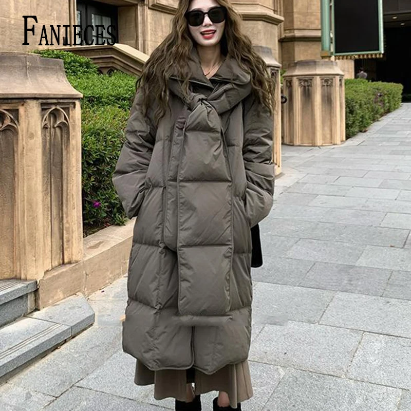 2024 Women\'s Parkas Winter Long Down Jacket Thicken Wram Loose Coat Fashion Hooded Cotton Casual Outerwear куртка зимняя женская