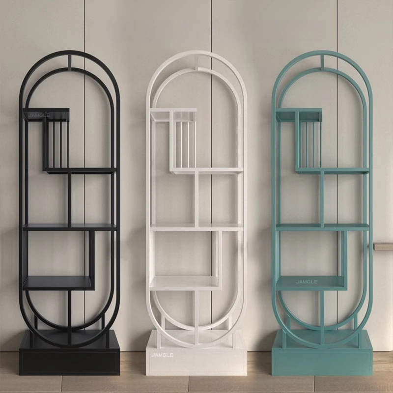 Wrought iron shelf simple creative floor bookshelf living room partition office storage rack