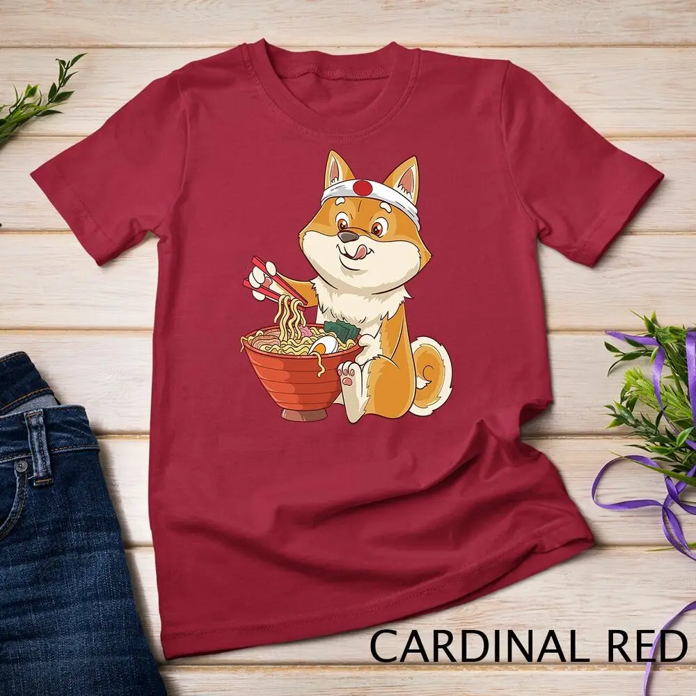 Unisex Shiba Inu Dog T-shirt, Ramen Japonês, Sopa De Macarrão, Cão