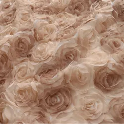 Khaki Gradient Rose Flower Mesh Lace Fabric for Dress Fashion Designer Fabric