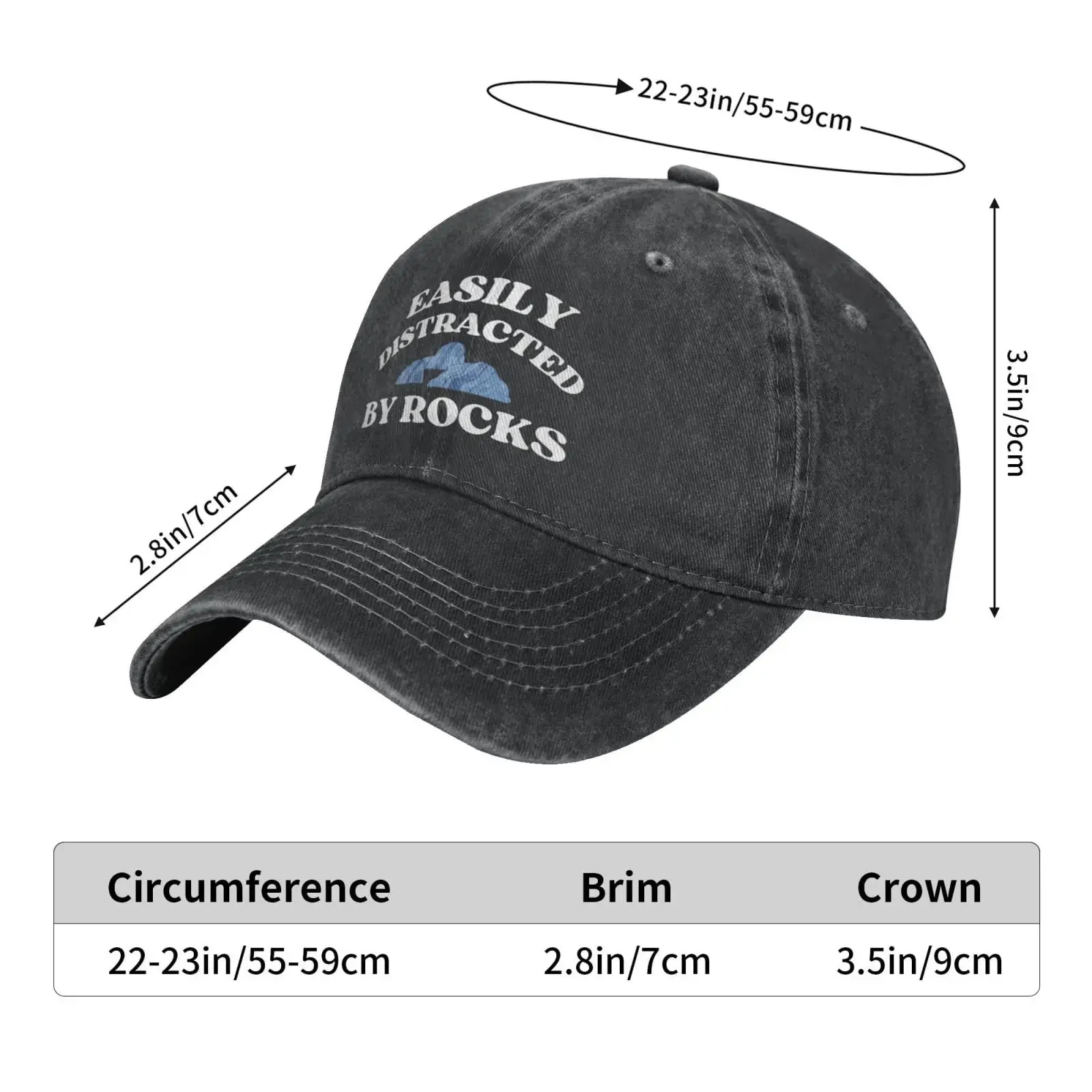 Easily Distracted by Rocks Hat for Men Women Funny Dad Tracker Hats Baseball Cap