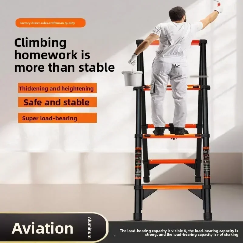 Factory Multifunctional Telescopic Ladder Folding Ladder Bamboo Ladder Step Ladder Home Thickened Herringbone Ladder