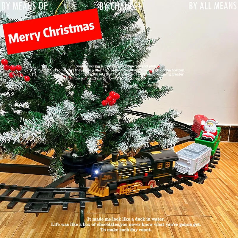 Remote control steam train, Christmas tree, track car, lights, music, train decorations, toys wholesale