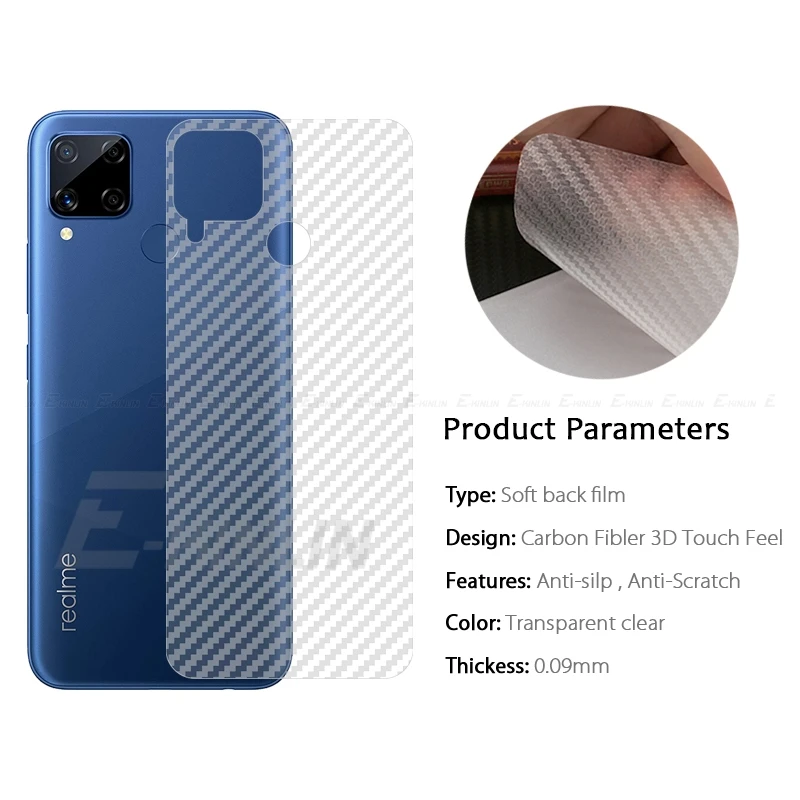 5pcs/lot 3D Carbon Fiber Rear Screen Protector For Realme C55 C51 C33 C30 C53 C35 C31 C30s Back Cover Guard Film Not Glass