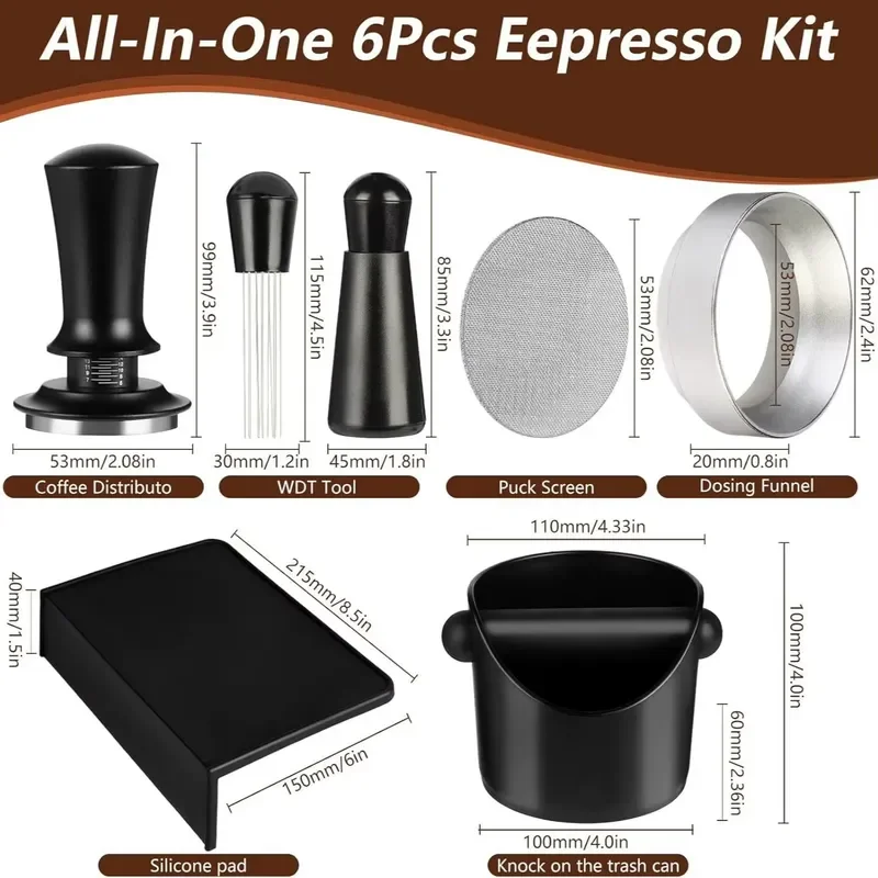 Coffee Accessories Set Beverage Mixer Constant Force Powder Press Pad Needle Ring Water Separation Net Acetic Acid Fiber