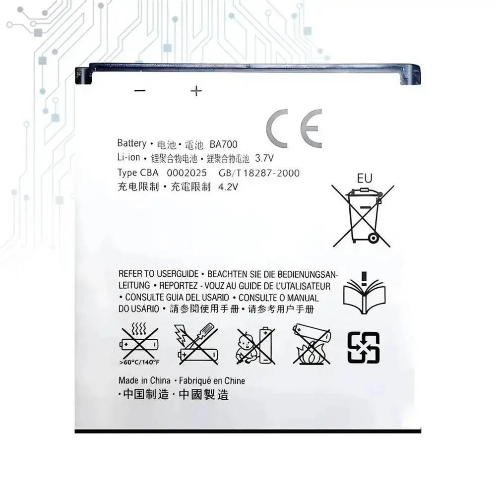 Batería BA700 de iones de litio de 1500mAh para Sony Ericsson MT11i MT15i MK16i ST18i St18a SO-03C para Xperia Neo / Pro / Neo V / Ray