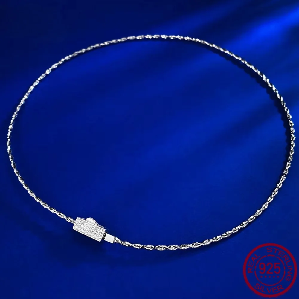 Yaranyan Personality 100% 925 Sterling Silver Lab Sapphire Gemstone Sparkling Fine Necklace for Women Jewelry Gifts Wholesale