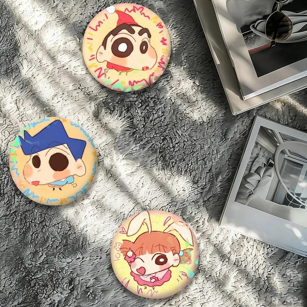 C-CRAYON S-SHINCHAN Laser Badge Pins Handmade Brooches for Backpack Gifts Bag Decor Fans Collect