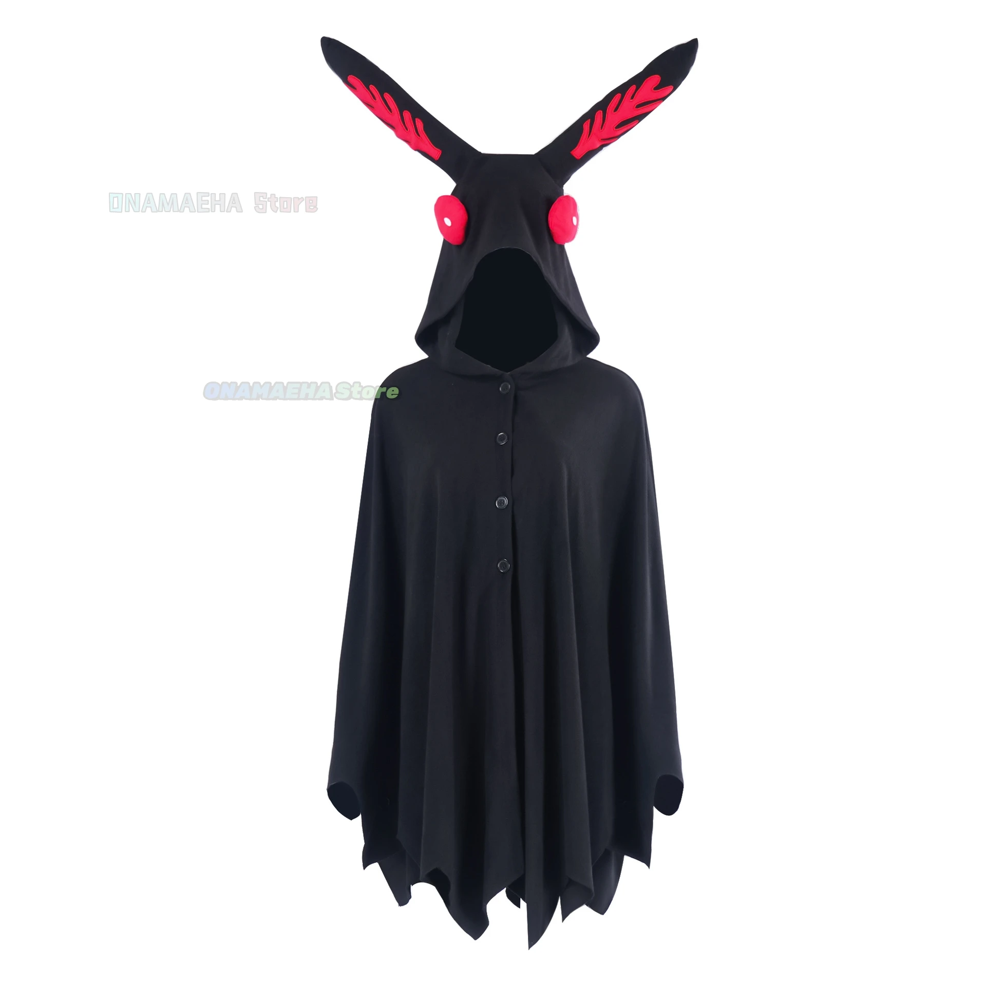 Black Mothman Cloak Cosplay Costume Hooded Cloak Costume Anime Black Horrible Moth Cape Halloween Party Outfits for Adult Outfit