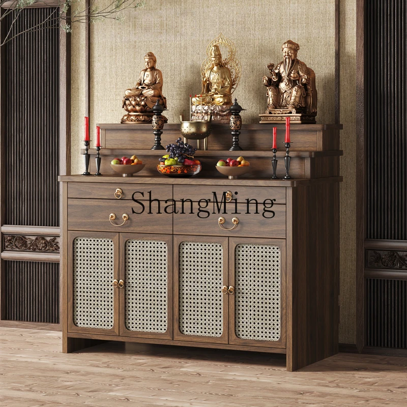 

HJ solid wood table New Chinese vertical cabinet table Household shrine God of Wealth incense table Bodhisattva shrine