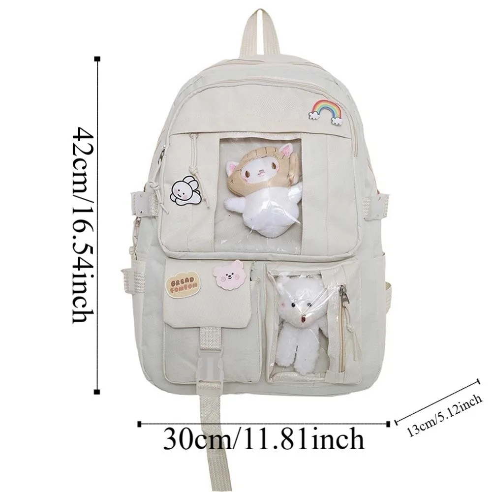 Solid Color Nylon Ita Backpack Durable Dust-proof Students School Bag Transparent with Large Capacity Daypack for Gift