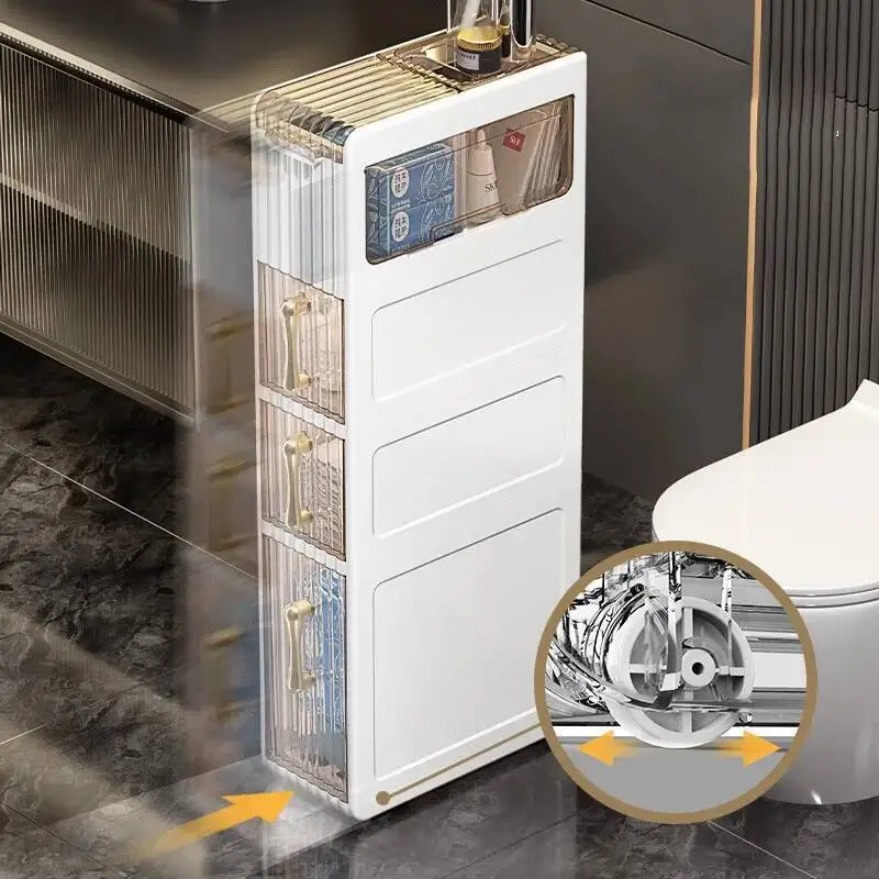 

Bathroom Cabinet Toilet Drawer-Type Slotted Storage Luxury Cabinet Home Multi-Layer Ultra-Narrow Acrylic Organizer and Storage