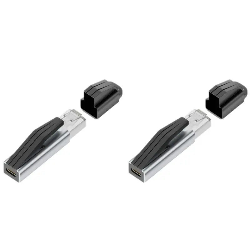 2X USB-C Female To RJ45 Male Gigabit Ethernet Adapter 1Gbps Portable Network Card For Laptops Pro Switch