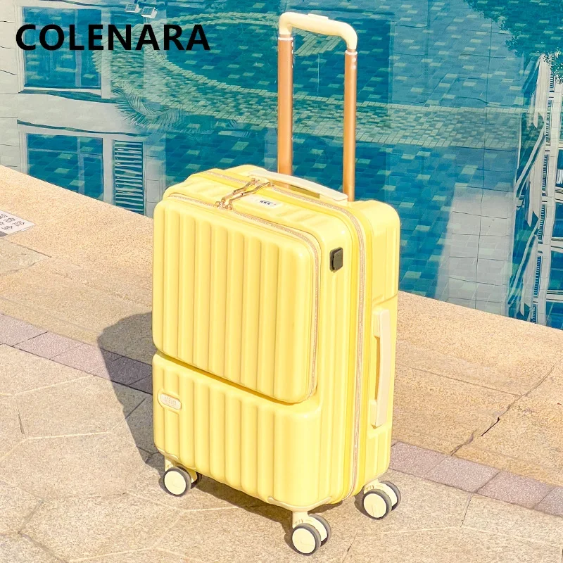 

COLENARA New Luggage Aluminum Frame Boarding Box PC Trolley Case Student Travel Bag 18"20"22"24"26 Inch with Wheel Suitcase