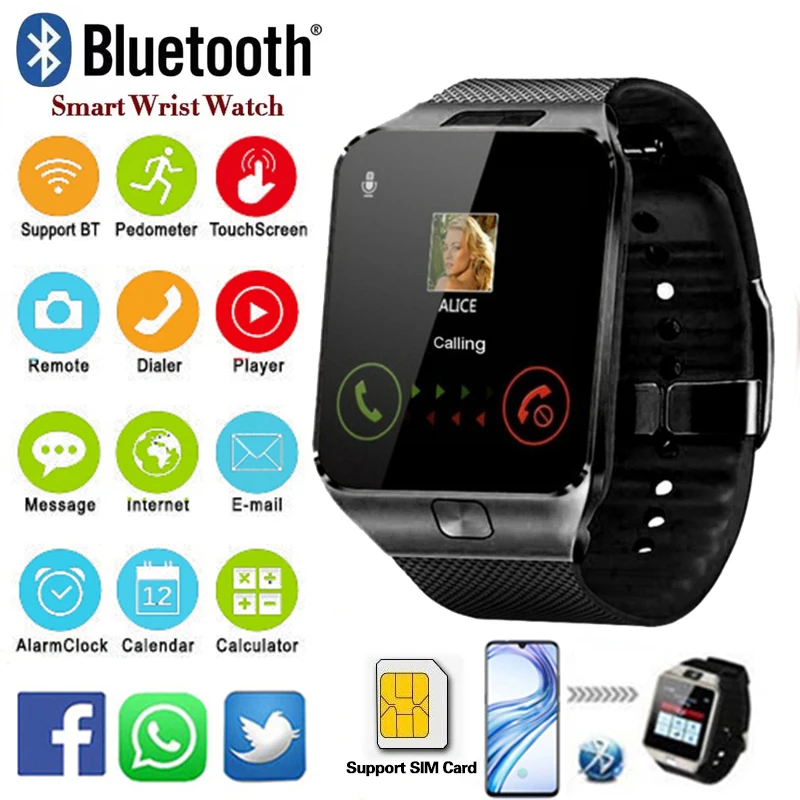 DZ09 Digital Electron Smart Watch For Men/Women With Camera Bluetooth Compatible Wrist Support SIM Card Smartwatch Android Ios