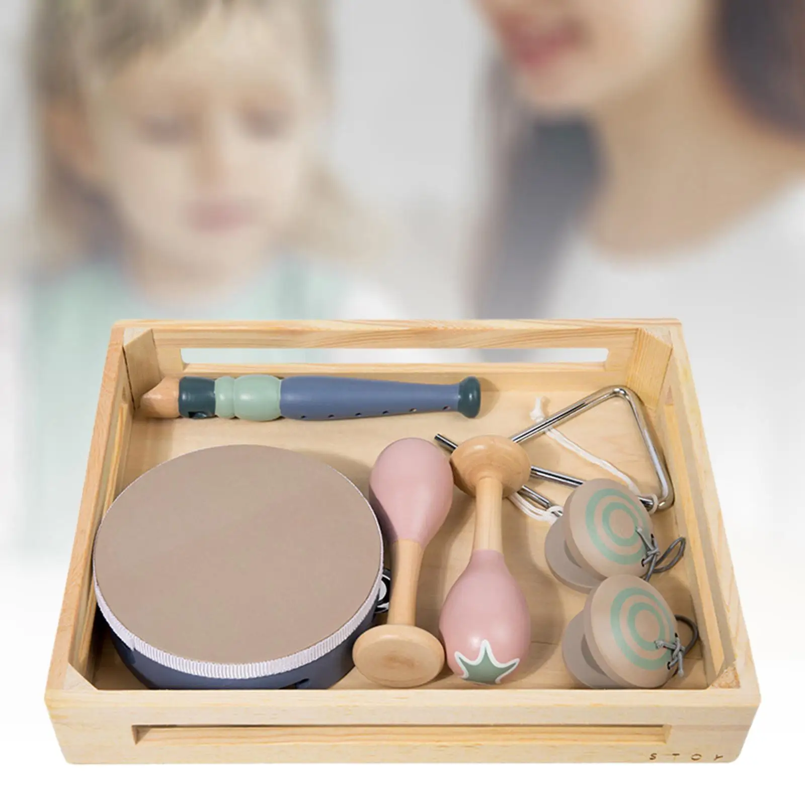 

Wooden Percussion Instruments Toy Toddlers Musical Instruments with Wood Storage Tray for Baby Ages 1 2 3 4 Holiday Present