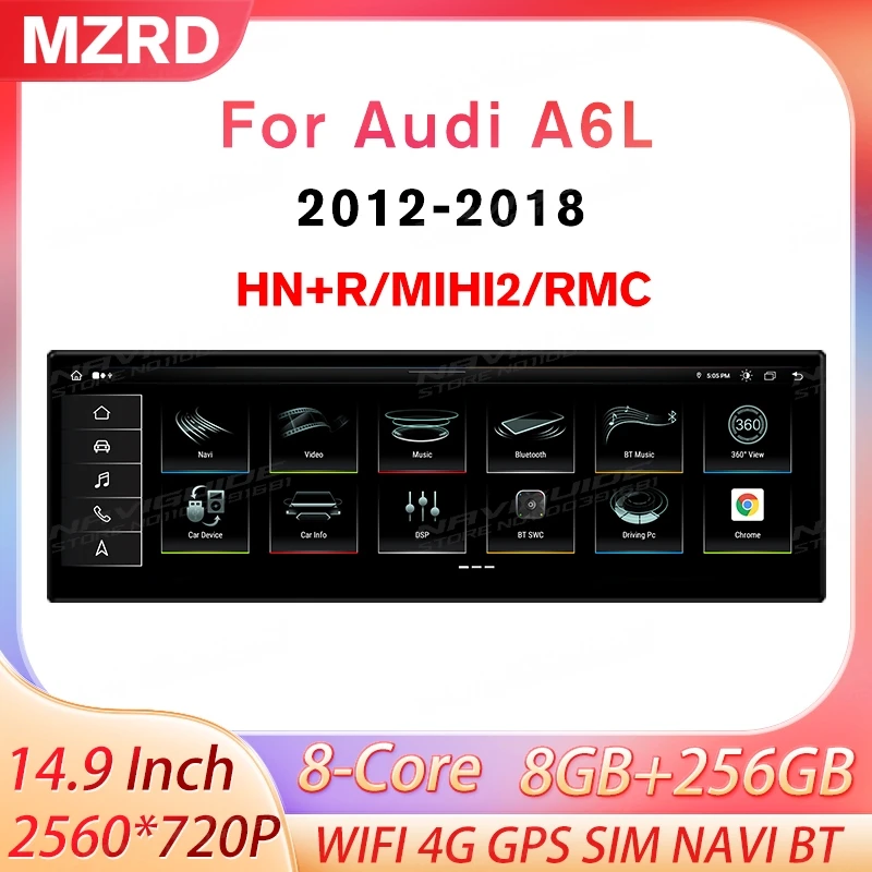 

MZRD 14.9'' Android 14 8+128G Carplay Auto For Audi A6 A6L LHD 2012-2018 Car Multimedia Player Bluetooth Headunit GPS Tools