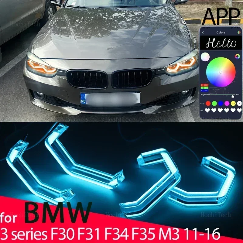 

RGB Multi Colors M4 Style Light Rings APP Control DRL LED Angel Eyes Kit for BMW 3 Series F30 F31 F34 F35 M3 2011-2016