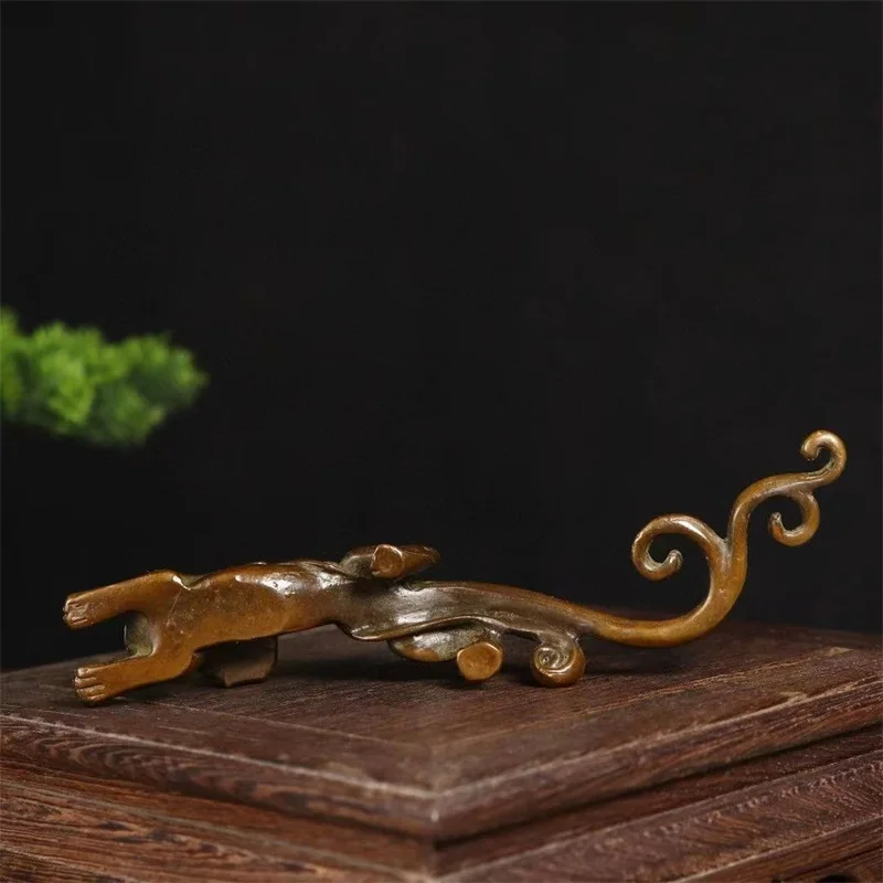Little Fairy/ Retro Copper Solid Red Dragon Home Decoration Sculpture Living Room Desk Tea Pet Ornament Miniature Statue