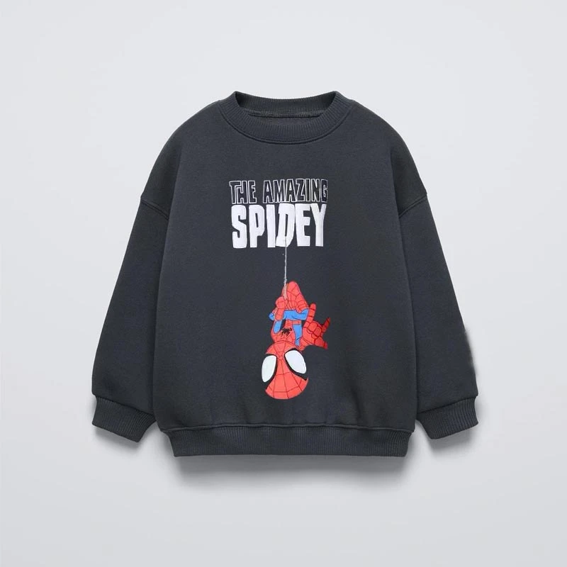 Sudaderas con estampado de Spider-man para niños, nueva sudadera con capucha de dibujos animados, Tops de manga larga con cuello redondo, ropa para niños, primavera y otoño, nuevo