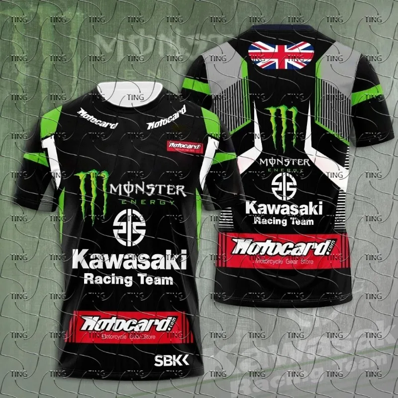 25-26 كاواساكي سباق تي شيرت دراجة نارية العالم SBK سرعة النسب دعوى التجفيف السريع تنفس كاواساكي الدراجات دعوى موتو كيت #1