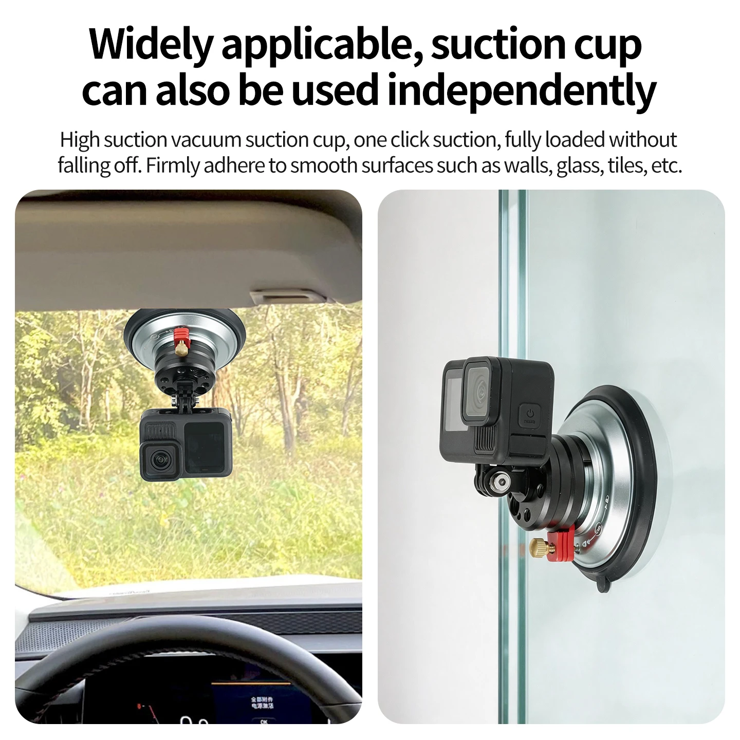 Mini-Kugelkopf, verstellbar, 1/4 Vakuumsaugnapfhalterung, 22 mm, 4 kg Tragkraft, für GoPro, Insta360, DJI 360II Action-Kamera, Glashalterung fürs Auto – Detail 11