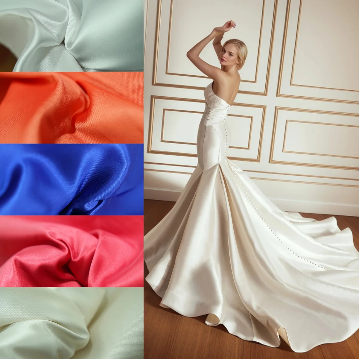 

Элегантная толстая однотонная сверхпрочная ткань Mikado, подходящая для свадебных платьев, торжественных платьев и дизайнерской одежды.