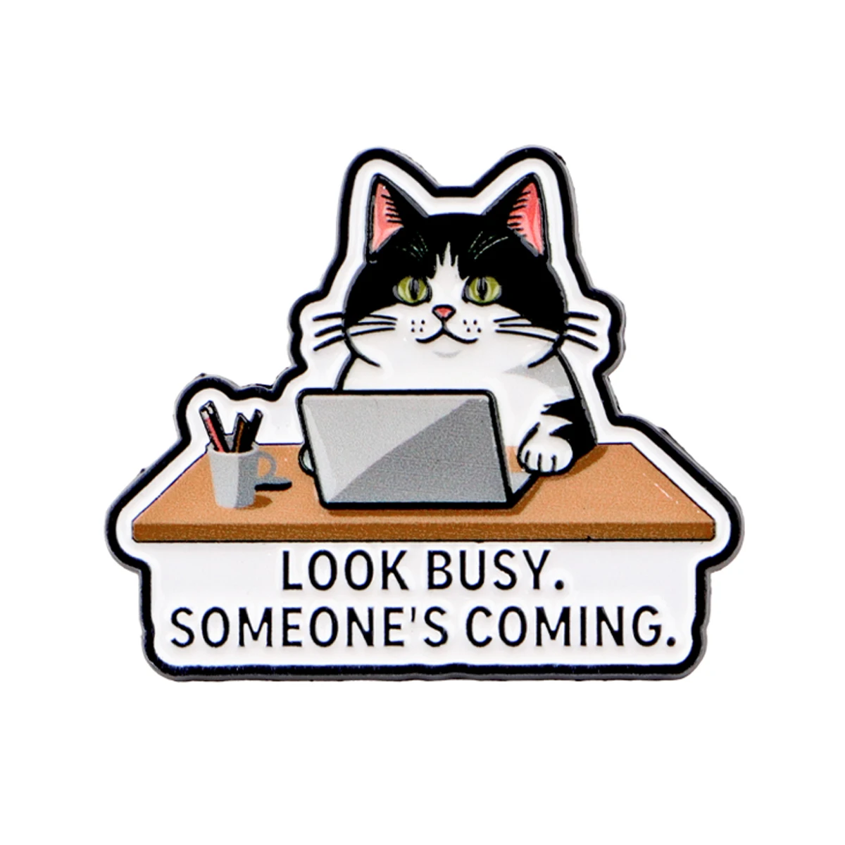 Lustige Büro-Social-Cats Emaille-Anstecknadeln, Tier-, Dinosaurier-, Schmetterlings- und Zitat-Broschen, Reversnadeln, Accessoires, Modeschmuck, Geschenke