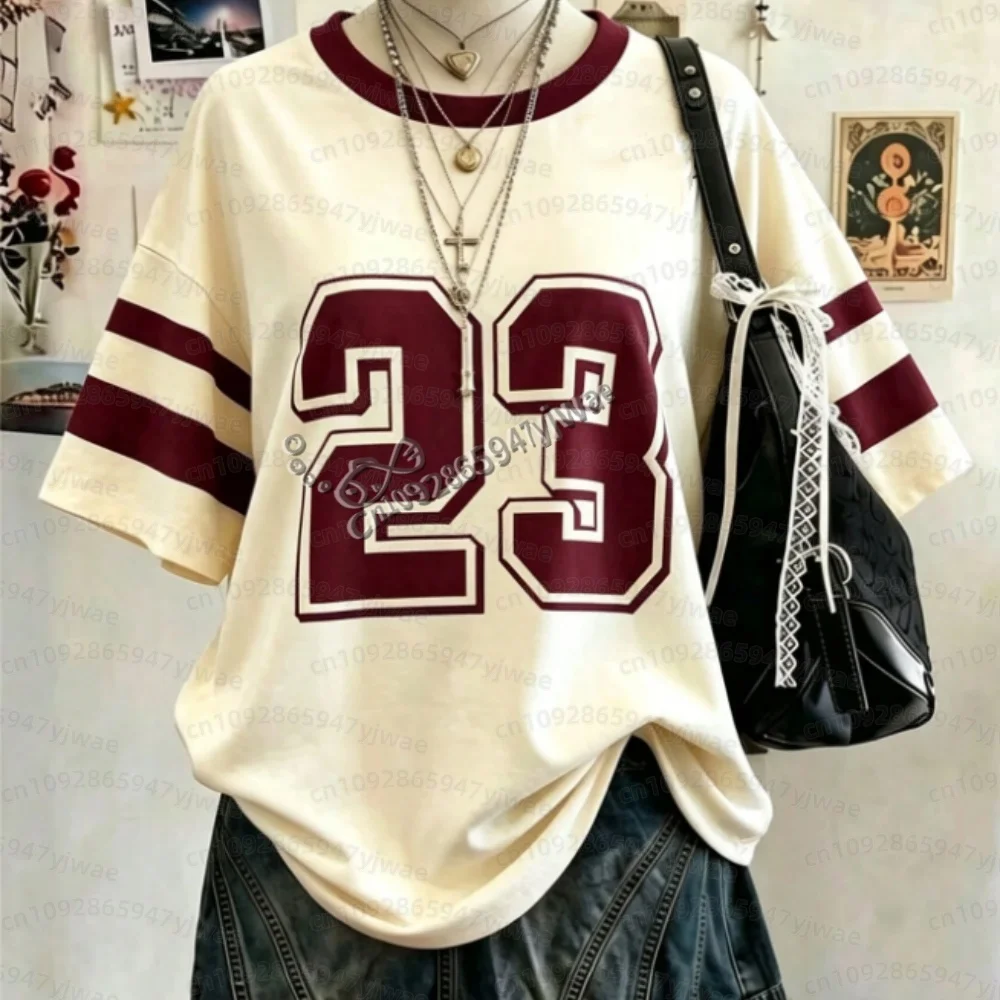 26 Damen Herren American No.23 Print Leichtes Atmungsaktives Mesh V-Ausschnitt Kurzarm T-Shirt Damen Fußballtrikot Damen T-Shirt – Detail 7
