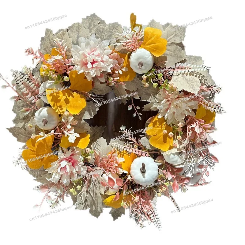 

2 шт., венок на Хэллоуин, осенний цвет, 50 см, венок с ягодами и тыквой, украшение для дома, подвесное кольцо на дверь, украшение на День Благодарения