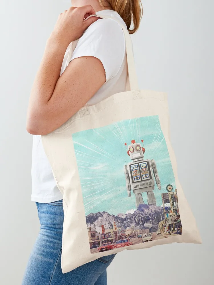 

Robot in Town Tote Bag shopping bag tote bag canvas Portable shopping Big women