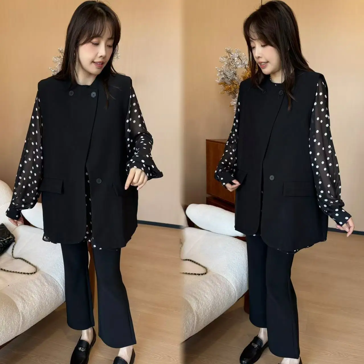 

Fashionable Loose Women's Vest 26034 Sister's Treasure High End European Style Suit Elegant Quality Polyester Fabric