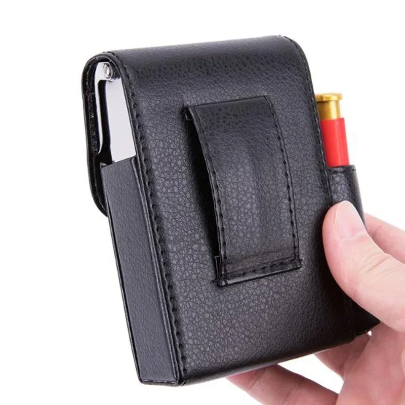 Cigarette Box Lighter Holder Tobacco PU Leather Nice Gift Smoker Smoke Tools Cigar Case Men Supplies