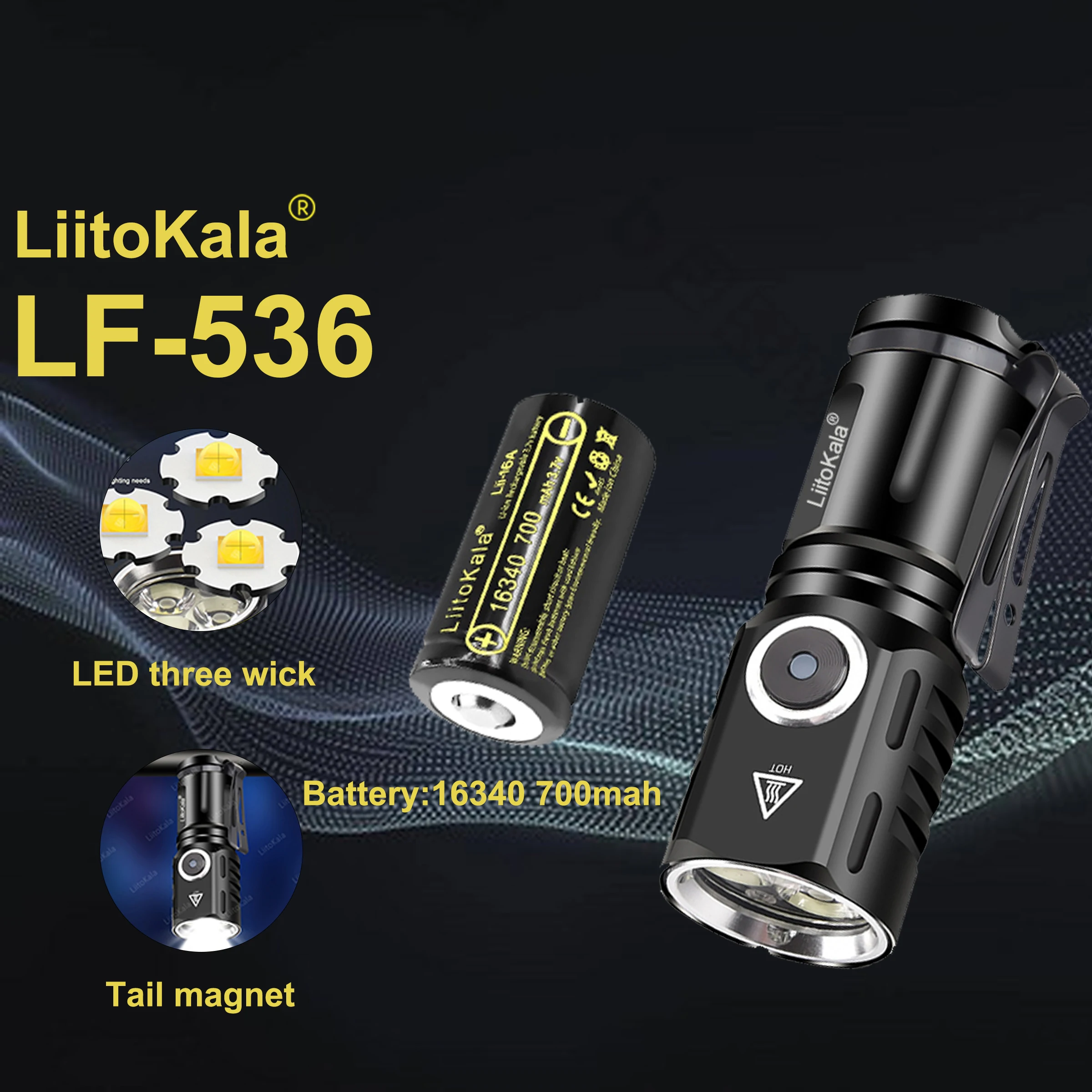 

LiitoKala LF-536 USB Rechargeable Highlight Cap Clip-On Flashlight Portable LED Light for Camping Hiking Reading