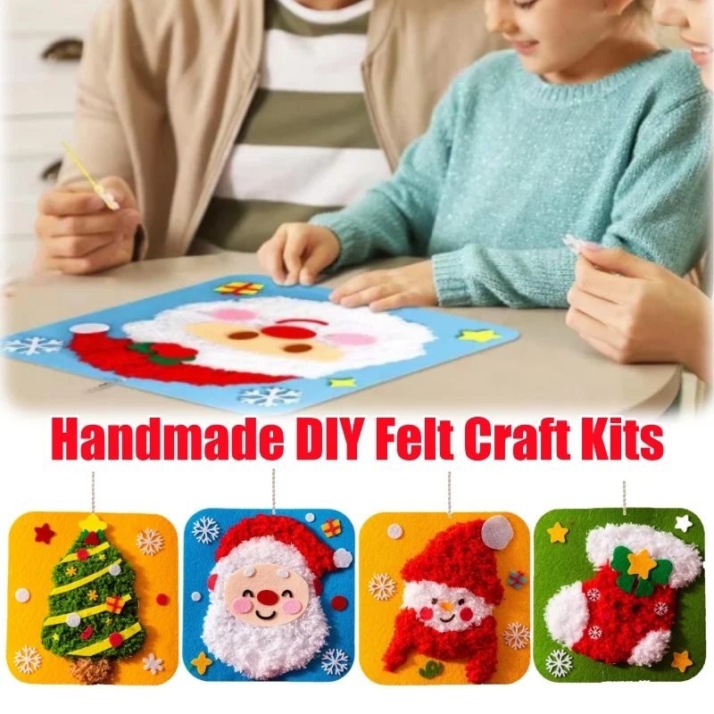 Kits de manualidades de fieltro hechos a mano para niños, materiales de pintura para enhebrar y coser no tejidos, regalos de Navidad para guardería