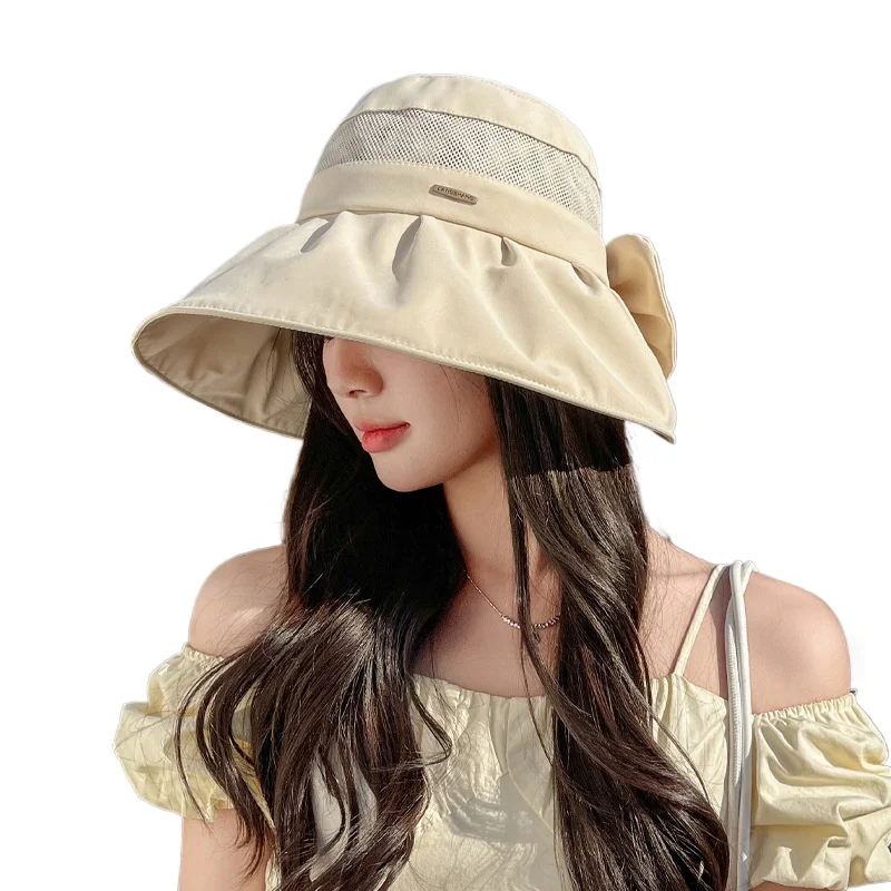 Summer Women Sunshade Bucket Hat Female Outdoor Beach UV Protection Breathable Empty Top Hats Lady Foldable Hollow Sun Cap