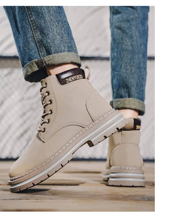 Modische Herren-High-Top-Stiefel, weiches Komfortfutter, verschleißfeste Sohle, ideal für Outdoor-Sport und Wandern. – Detail 15
