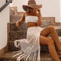 New Sexy Summer Women's Beach Cover Up Womens Fish Net Hollow Out Bikini Cover-Ups Beach Ladies Solid White Holiday Split Skirts