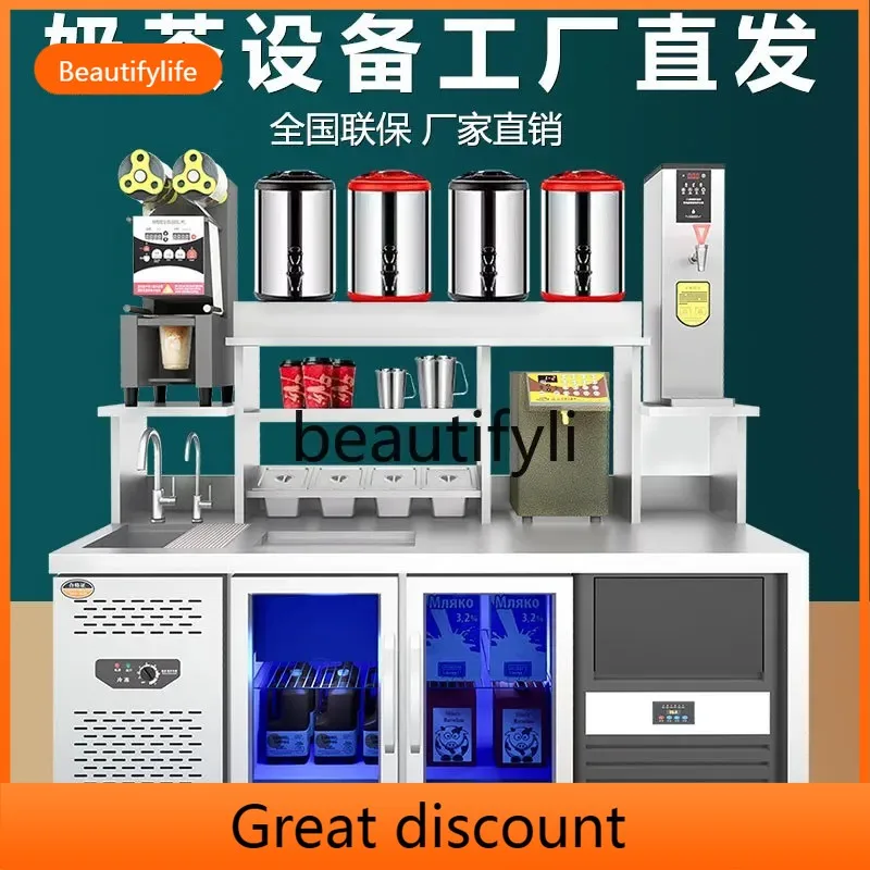 A55 Water Bar Counter Beverage Burger Shop Refrigerated Operation Counter, Leave a Message for Style When Ordering