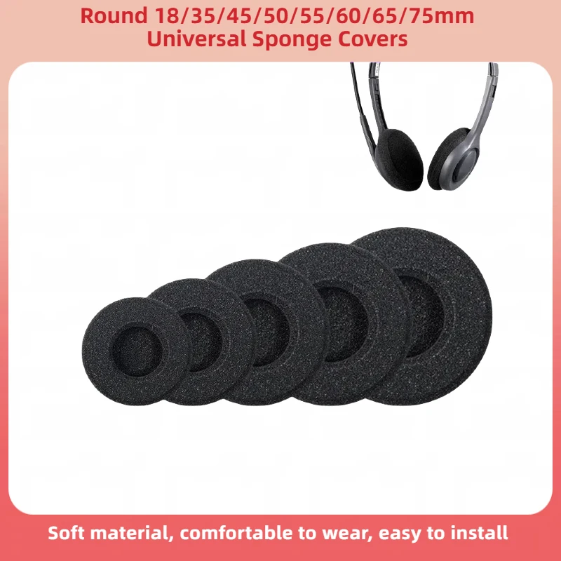 

1-10PCS Universal Headphone Ear Pads - 18-75mm Round Sizes Dual-Layer Cotton Ear Cushions for All Headsets