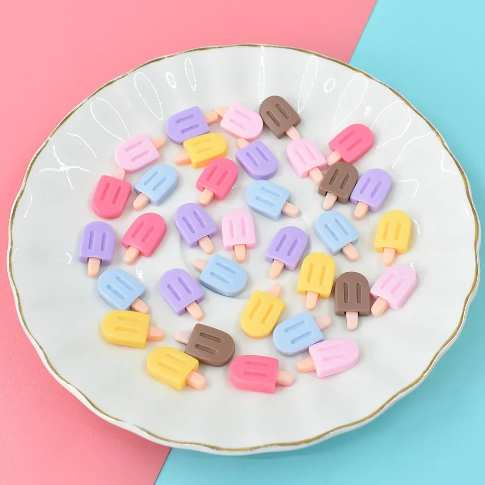 20 Pcs/pack Resin Color Miniature Ice Cream Miniature Food Play Diy Cream Mobile Phone Case Ear Studs Hair Clip Accessories
