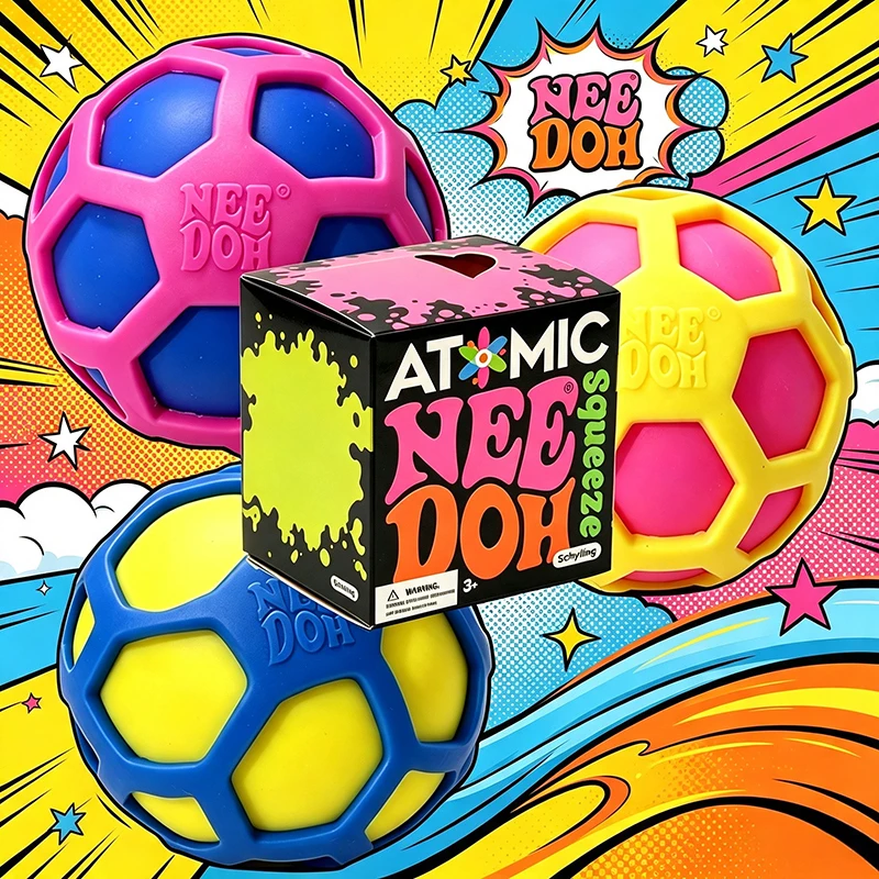 Schylling Atomic Needoh Squeeze Stress Ball TPR Quickly Rebound Sensory Fidget Toy for Anxiety Relief Autism Tactile ADHD Gift