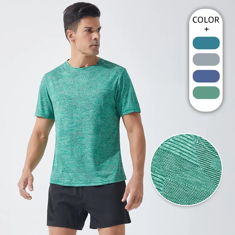 Summer Round Neck Breathable Thin Fitness Short-sleeved Men Outdoor Leisure Sports Basketball Quick-drying Fitness Clothes