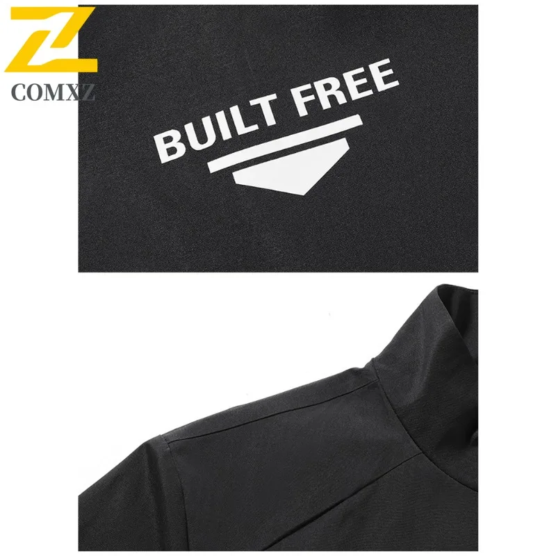 COMXZ 2025 Mens Casual Stand Collar Jacket Spring Autumn Loose Fit Slim Trendy Coat Youth Middle Age Outerwear