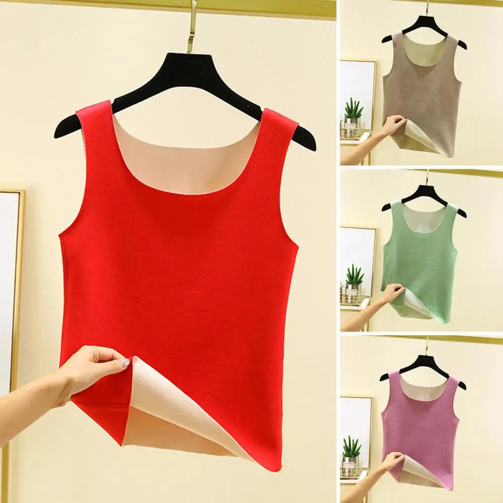 Women Slim Fit Thermal Vest Ergonomic Thermal Sleeveless Vest De Velvet Thermal Vest O-neck Tank Top Warm Underwear Bottoming