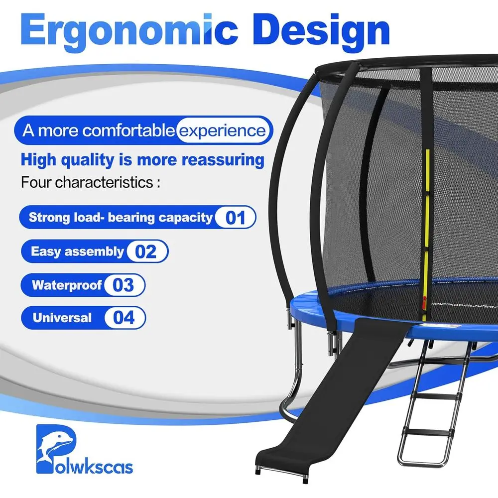 Universal Trampoline Ladder Slide kit, 3 Steps Wide Step for Trampoline, Trampoline Accessories Slide with Buffer Section for Ch