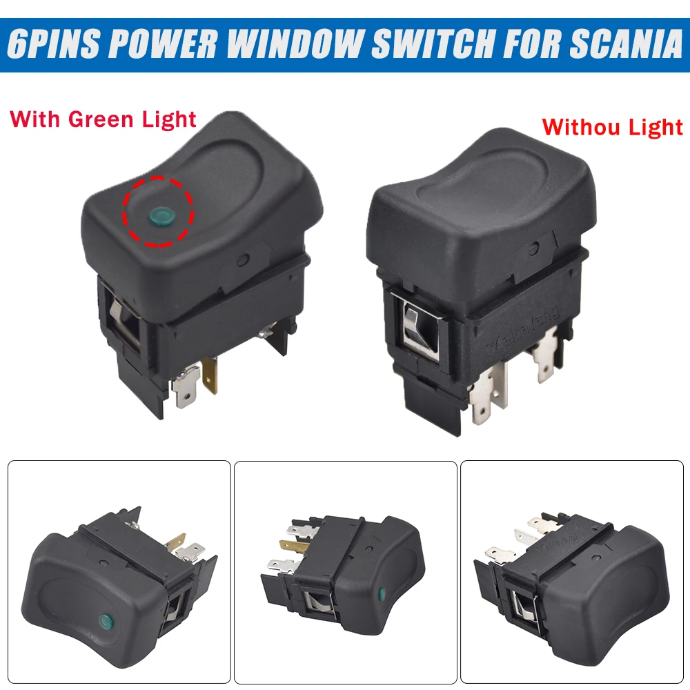 1488066 For Scania Serie 3 4 Truck Power Window Control Switch Regulator Single Button Car Parts Accessories Parts 6Pins