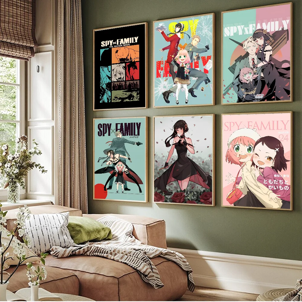 Japanese Anime Spy X Family Self-adhesive Art Poster HD Quality Wall Art Retro Posters For Home Home Decor