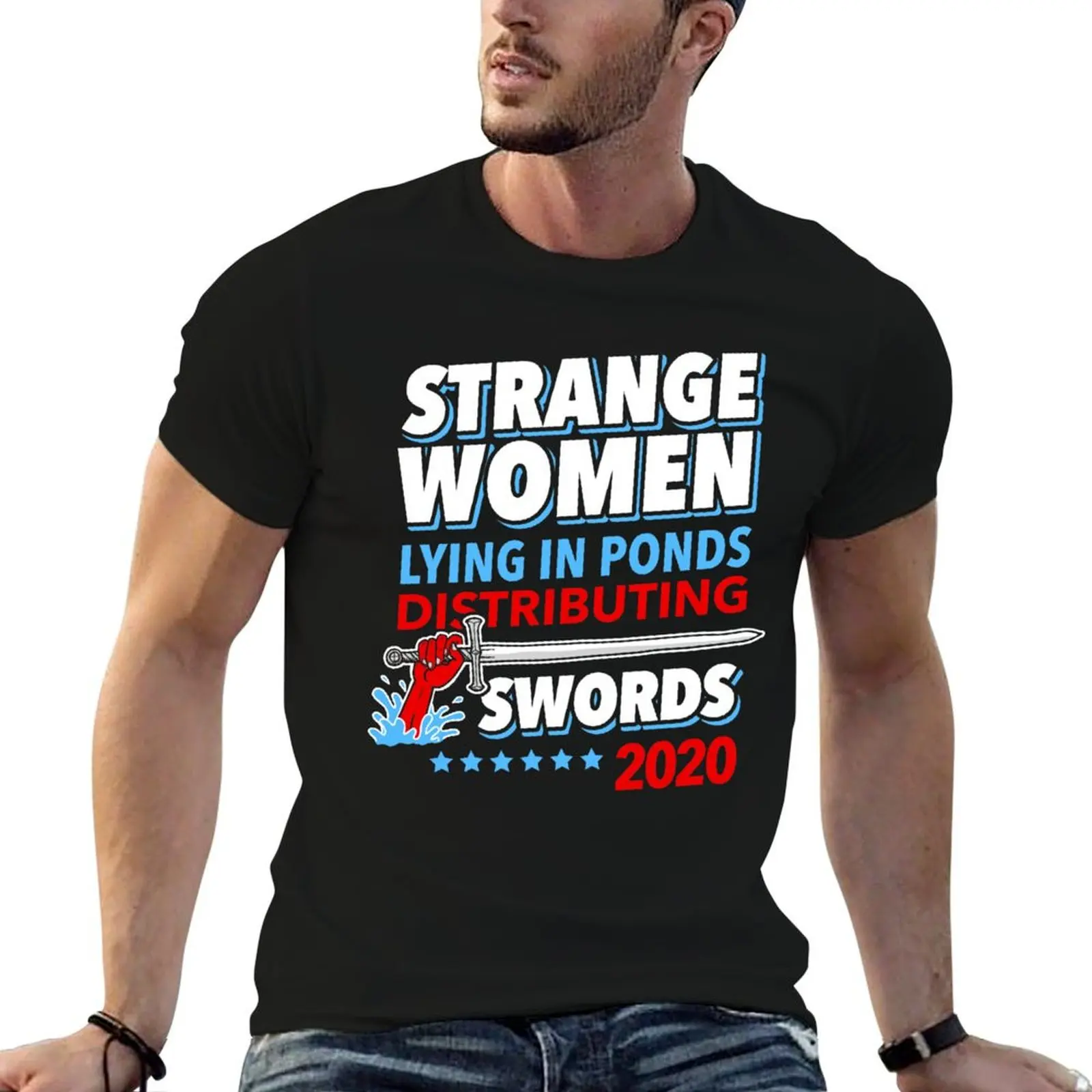 Strange Women Lying In Ponds Distributing Swords 2020 T-Shirt anime stuff cute clothes for a boy quick drying men t shirt