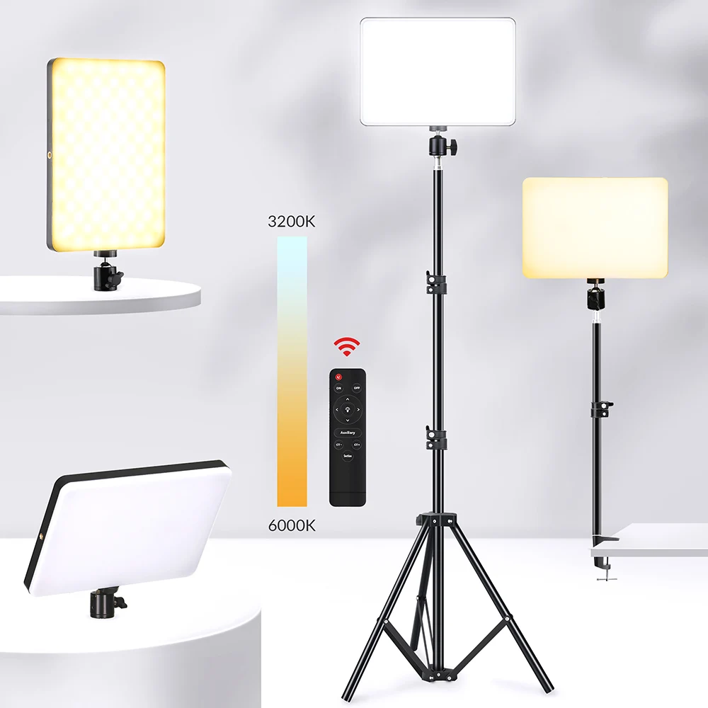 Dimmable LED Video Light Panel EU Plug 2700-5700k Photography Lighting For TikTok Live Stream Photo Studio Fill Lamp Three Color